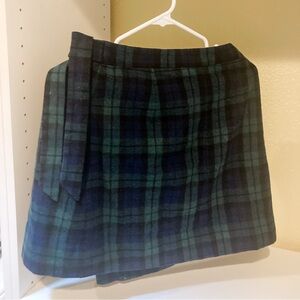 J. Crew Blue and Green Wrap Mini Skirt